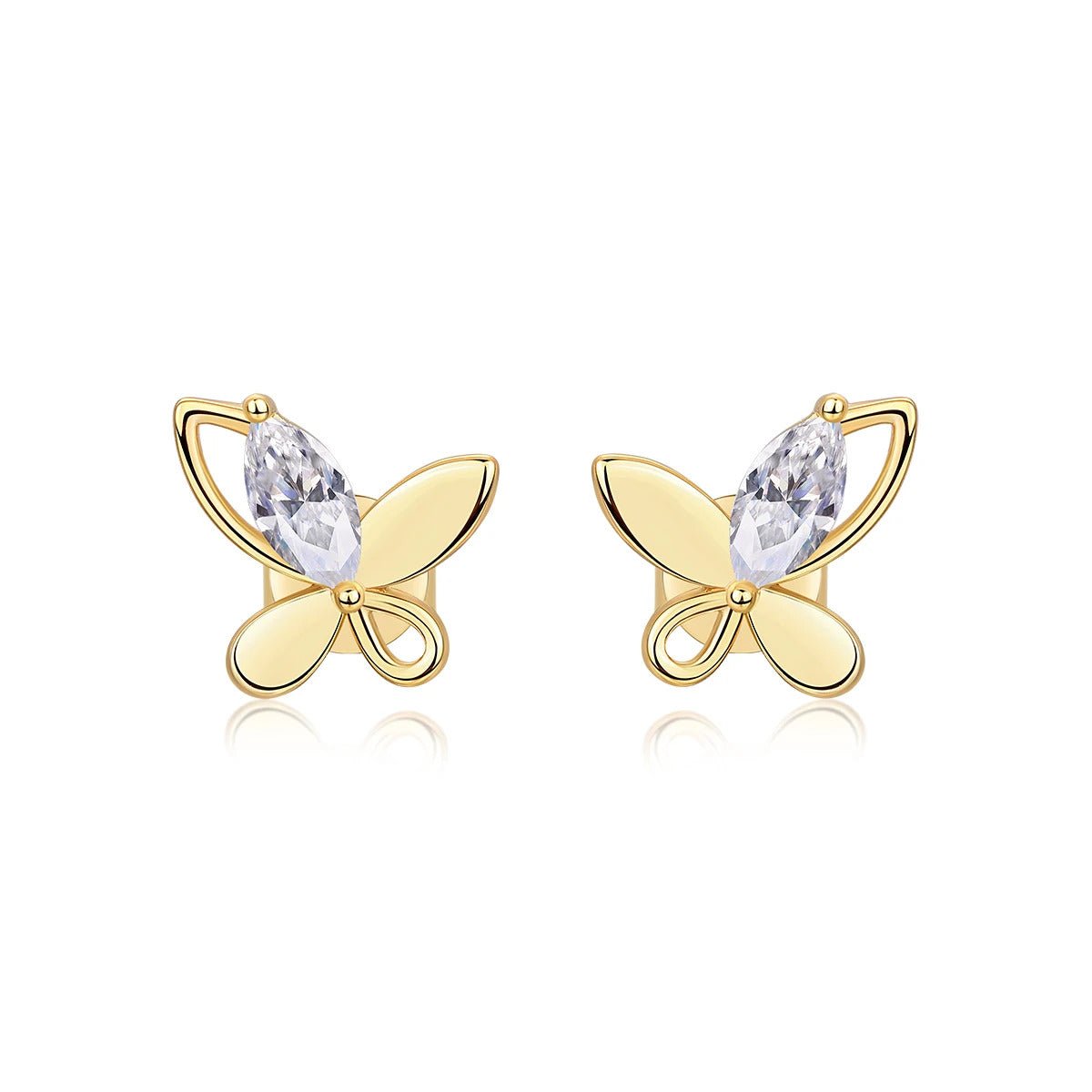 Charmsolo Butterfly Stud Earrings | S925 Silver 18K Gold Plated | VVS1 D Color Marquise Moissanite | E15247