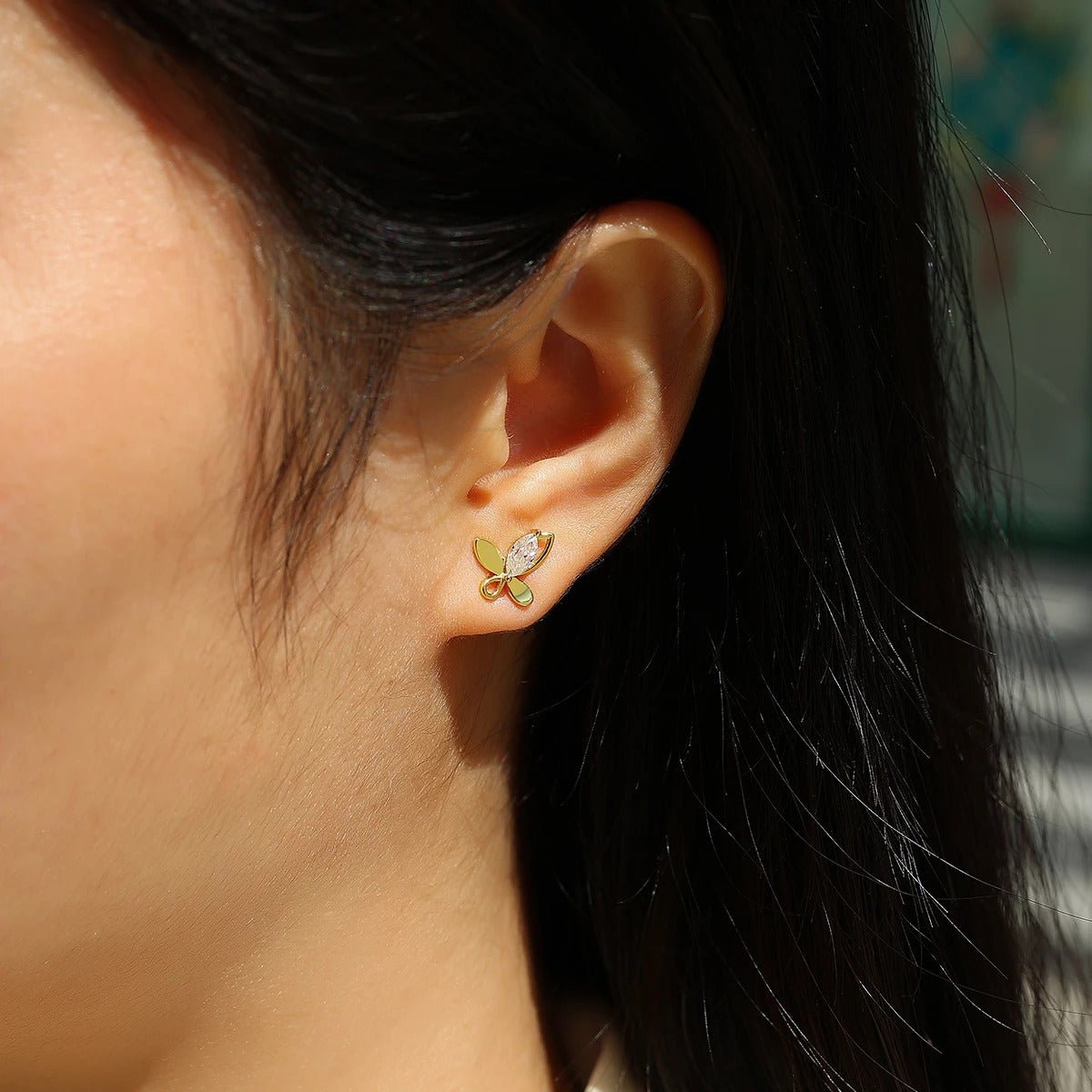 Charmsolo Butterfly Stud Earrings | S925 Silver 18K Gold Plated | VVS1 D Color Marquise Moissanite | E15247