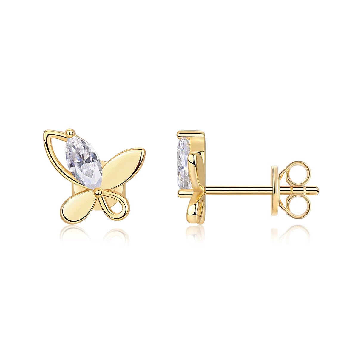 Charmsolo Butterfly Stud Earrings | S925 Silver 18K Gold Plated | VVS1 D Color Marquise Moissanite | E15247
