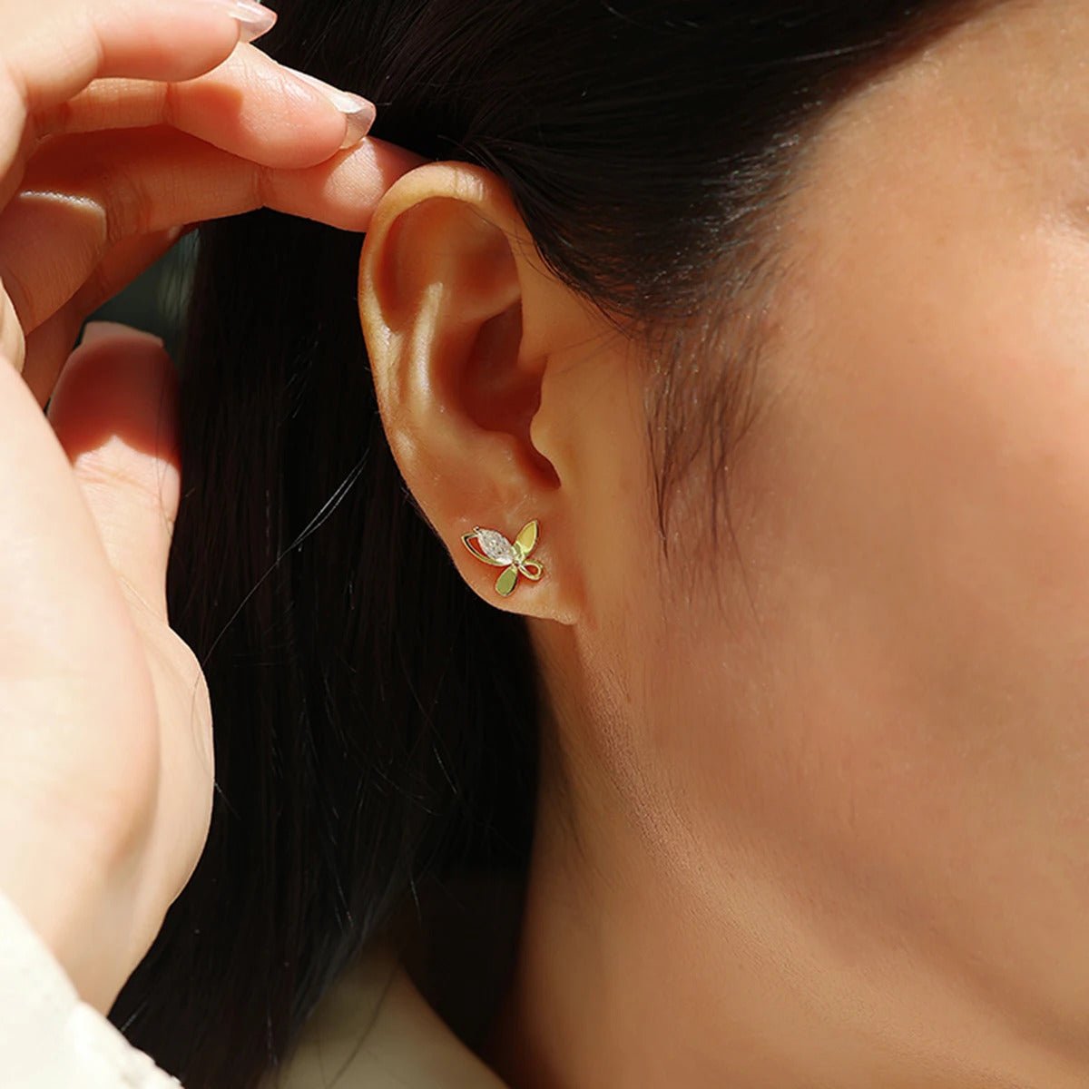 Charmsolo Butterfly Stud Earrings | S925 Silver 18K Gold Plated | VVS1 D Color Marquise Moissanite | E15247