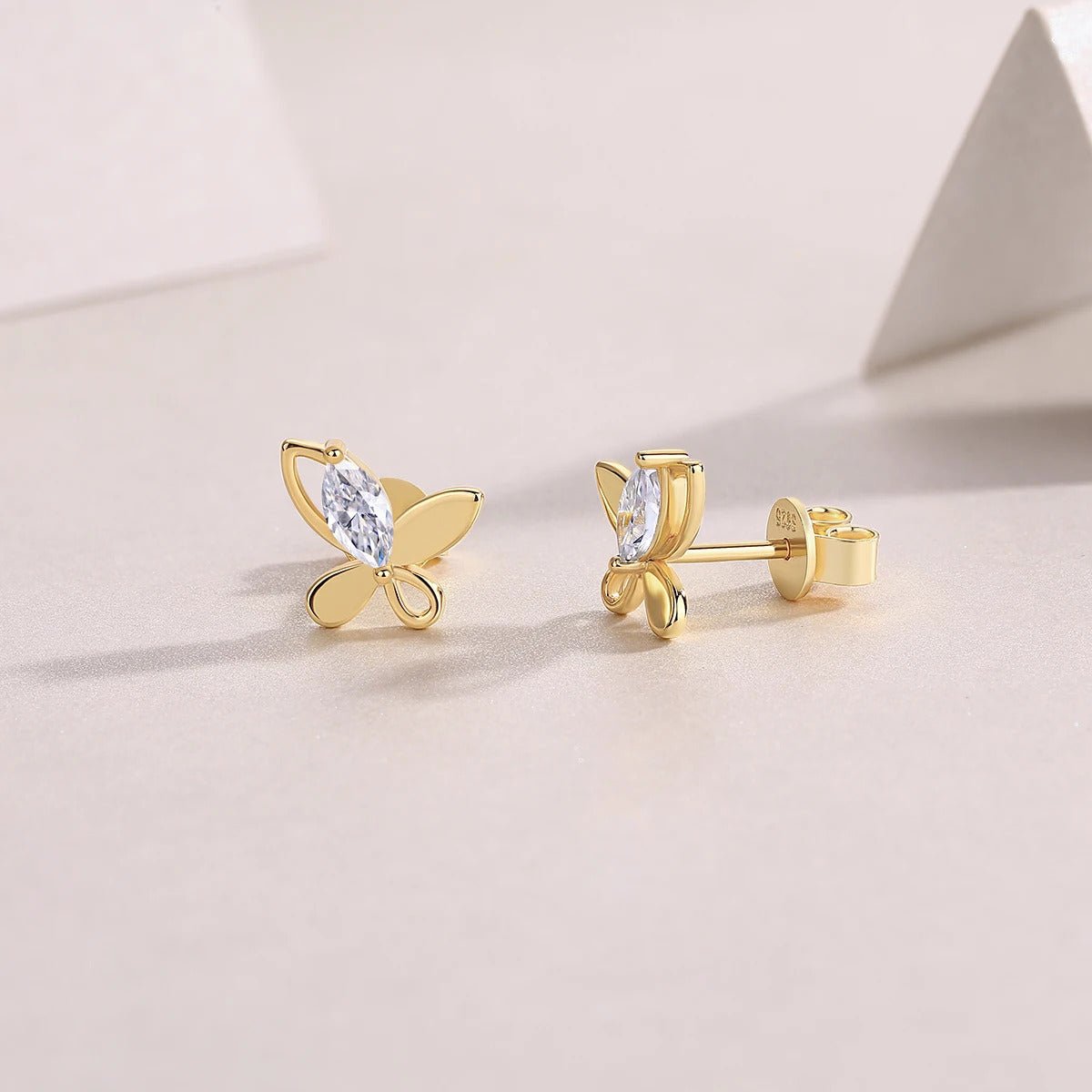 Charmsolo Butterfly Stud Earrings | S925 Silver 18K Gold Plated | VVS1 D Color Marquise Moissanite | E15247