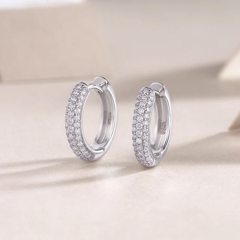 Charmsolo E13197 Moissanite Geometric Stud Earrings | 925 Sterling Silver | 74 VVS1 D Color Stones