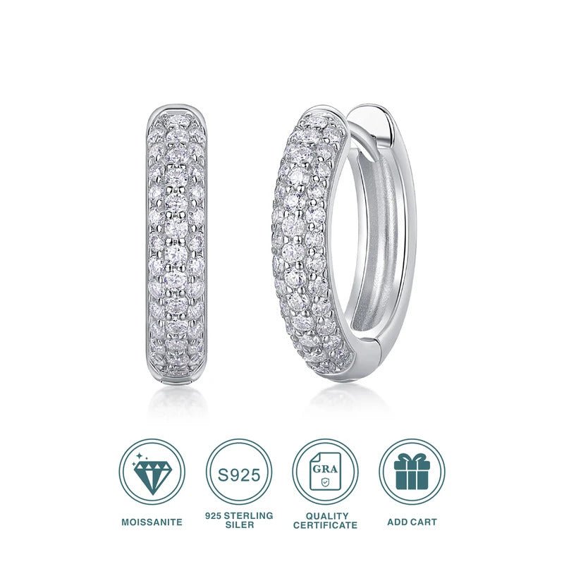 Charmsolo E13197 Moissanite Geometric Stud Earrings | 925 Sterling Silver | 74 VVS1 D Color Stones