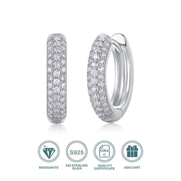 Charmsolo E13197 Moissanite Geometric Stud Earrings | 925 Sterling Silver | 74 VVS1 D Color Stones