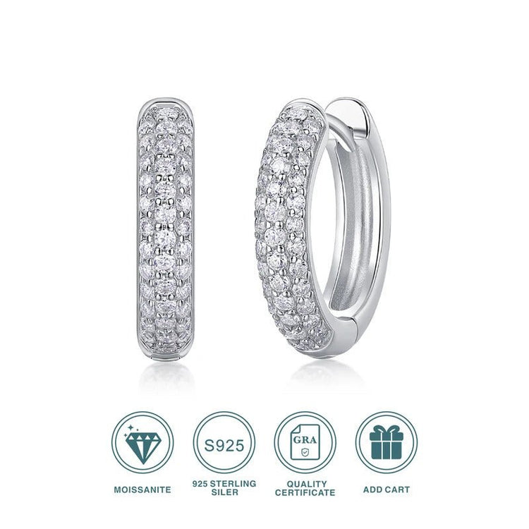 Charmsolo E13197 Moissanite Geometric Stud Earrings | 925 Sterling Silver | 74 VVS1 D Color Stones