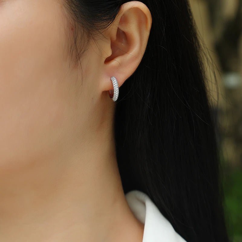 Charmsolo E13197 Moissanite Geometric Stud Earrings | 925 Sterling Silver | 74 VVS1 D Color Stones