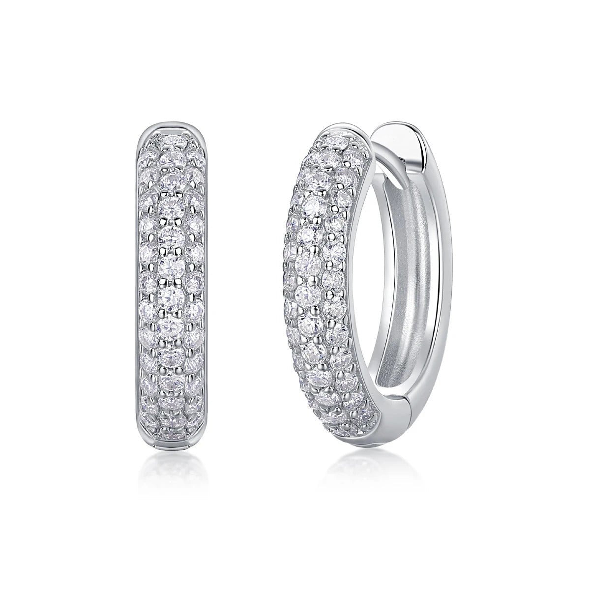 Charmsolo E13197 Moissanite Geometric Stud Earrings | 925 Sterling Silver | 74 VVS1 D Color Stones