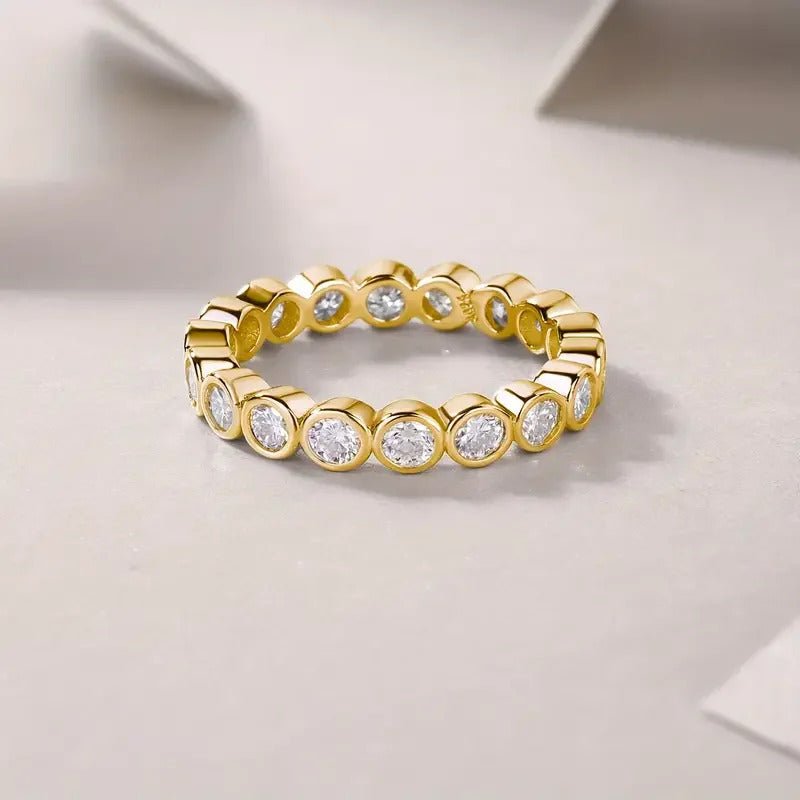 Charmsolo Full Eternity Moissanite Band Ring | S925 Silver 18K Gold Plated | VVS1 D Color 8H8A Cut | R13125