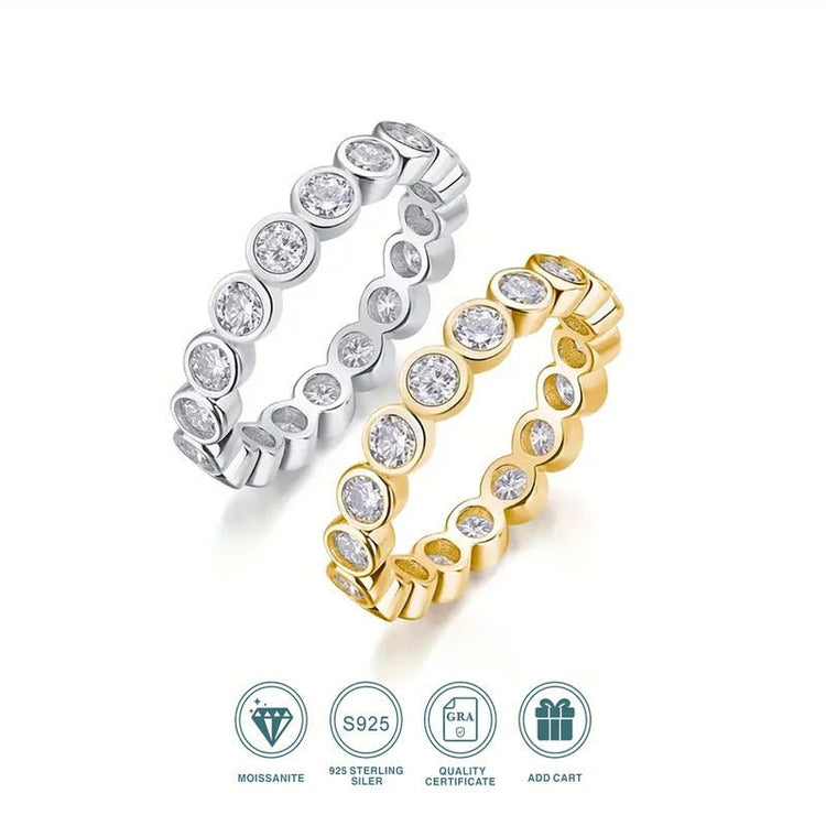 Charmsolo Full Eternity Moissanite Band Ring | S925 Silver 18K Gold Plated | VVS1 D Color 8H8A Cut | R13125