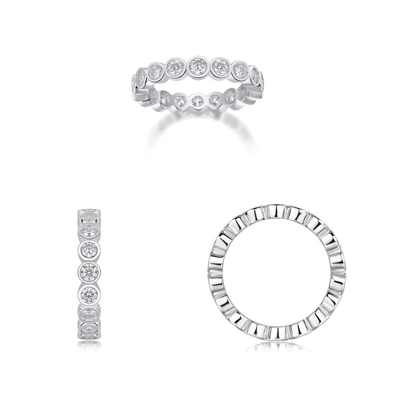 Charmsolo Full Eternity Moissanite Band Ring | S925 Silver 18K Gold Plated | VVS1 D Color 8H8A Cut | R13125