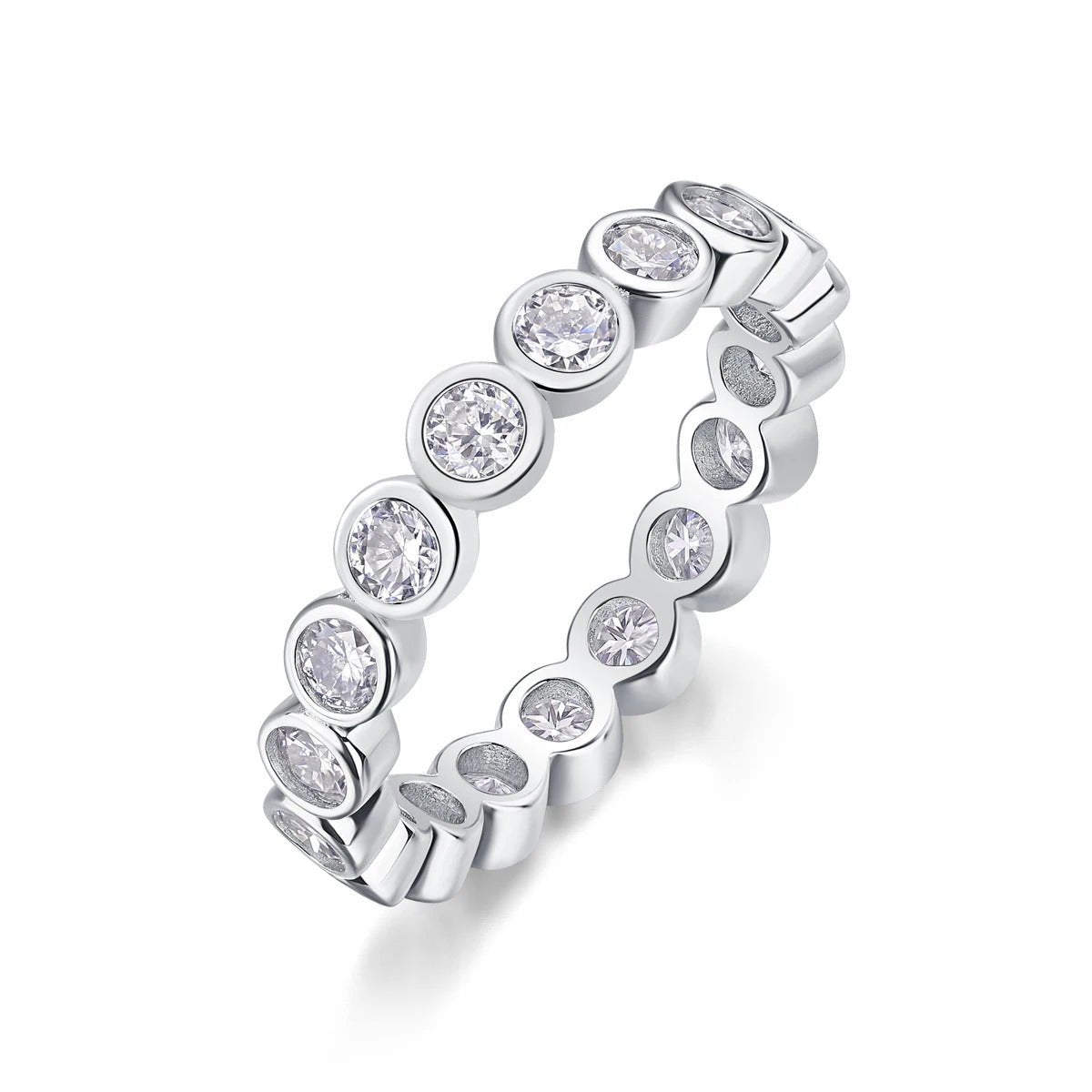 Charmsolo Full Eternity Moissanite Band Ring | S925 Silver 18K Gold Plated | VVS1 D Color 8H8A Cut | R13125