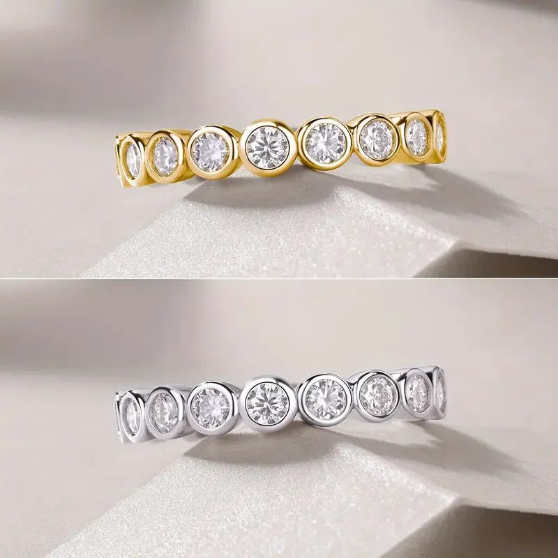 Charmsolo Full Eternity Moissanite Band Ring | S925 Silver 18K Gold Plated | VVS1 D Color 8H8A Cut | R13125