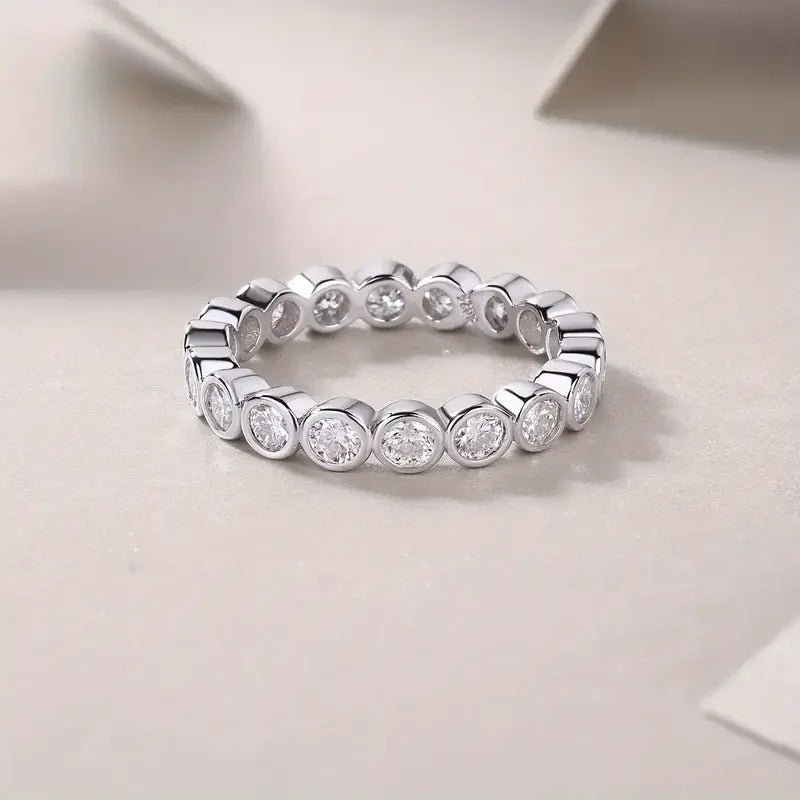 Charmsolo Full Eternity Moissanite Band Ring | S925 Silver 18K Gold Plated | VVS1 D Color 8H8A Cut | R13125