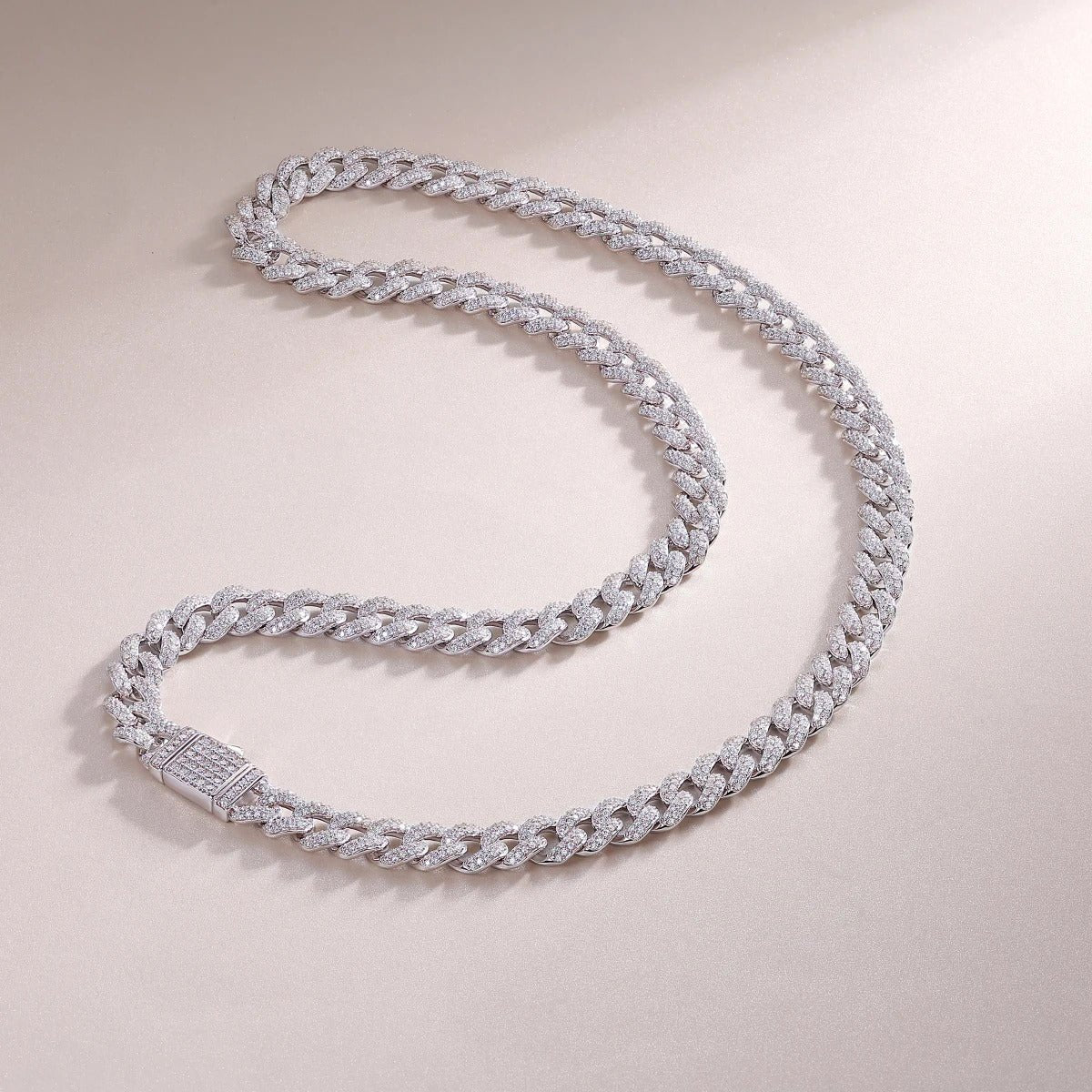 Charmsolo Full Moissanite Cuban Chain Necklace | S925 Silver | VVS1 D Color | GRA Certified | Unisex