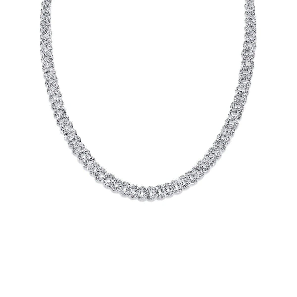Charmsolo Full Moissanite Cuban Chain Necklace | S925 Silver | VVS1 D Color | GRA Certified | Unisex