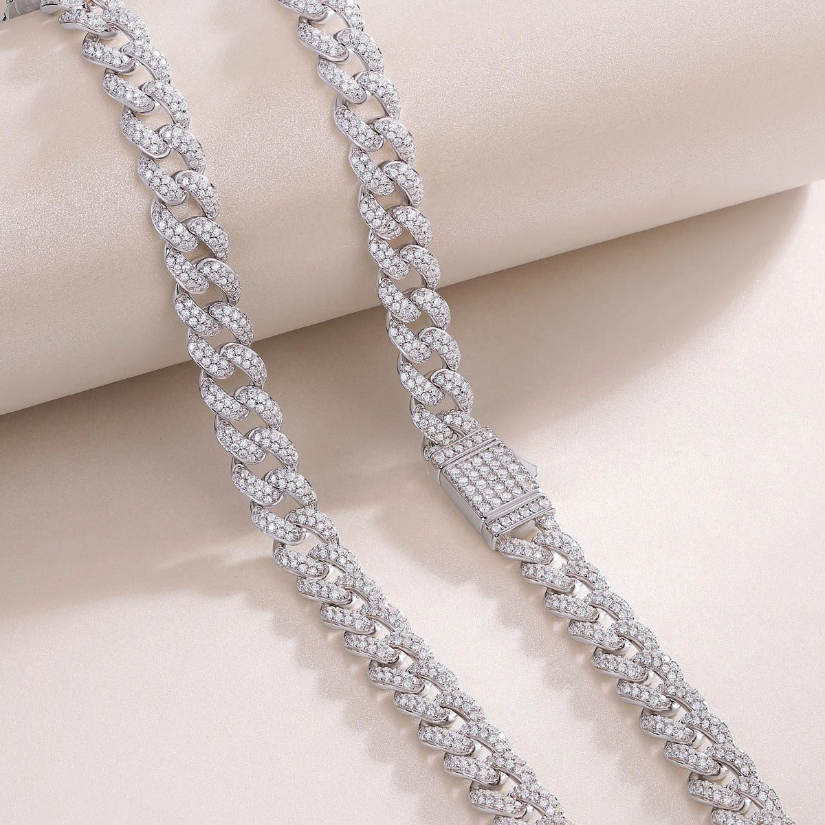 Charmsolo Full Moissanite Cuban Chain Necklace | S925 Silver | VVS1 D Color | GRA Certified | Unisex