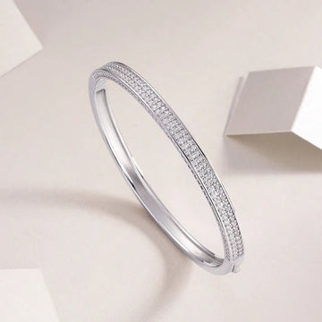Charmsolo Full Moissanite Spring Buckle Bangle | S925 Silver | VVS1 D Color 204-Stone 8H8A Cut Geometric | B18899