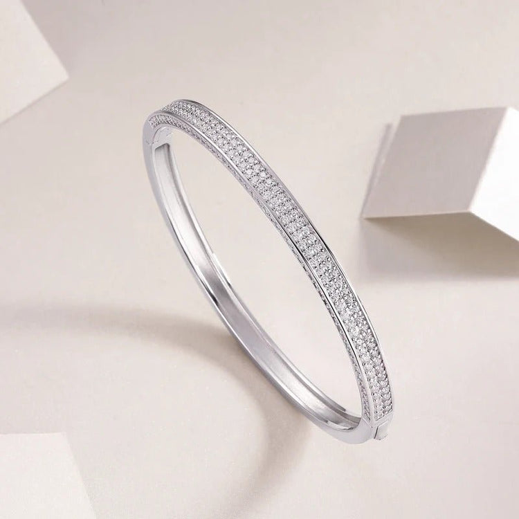 Charmsolo Full Moissanite Spring Buckle Bangle | S925 Silver | VVS1 D Color 204-Stone 8H8A Cut Geometric | B18899