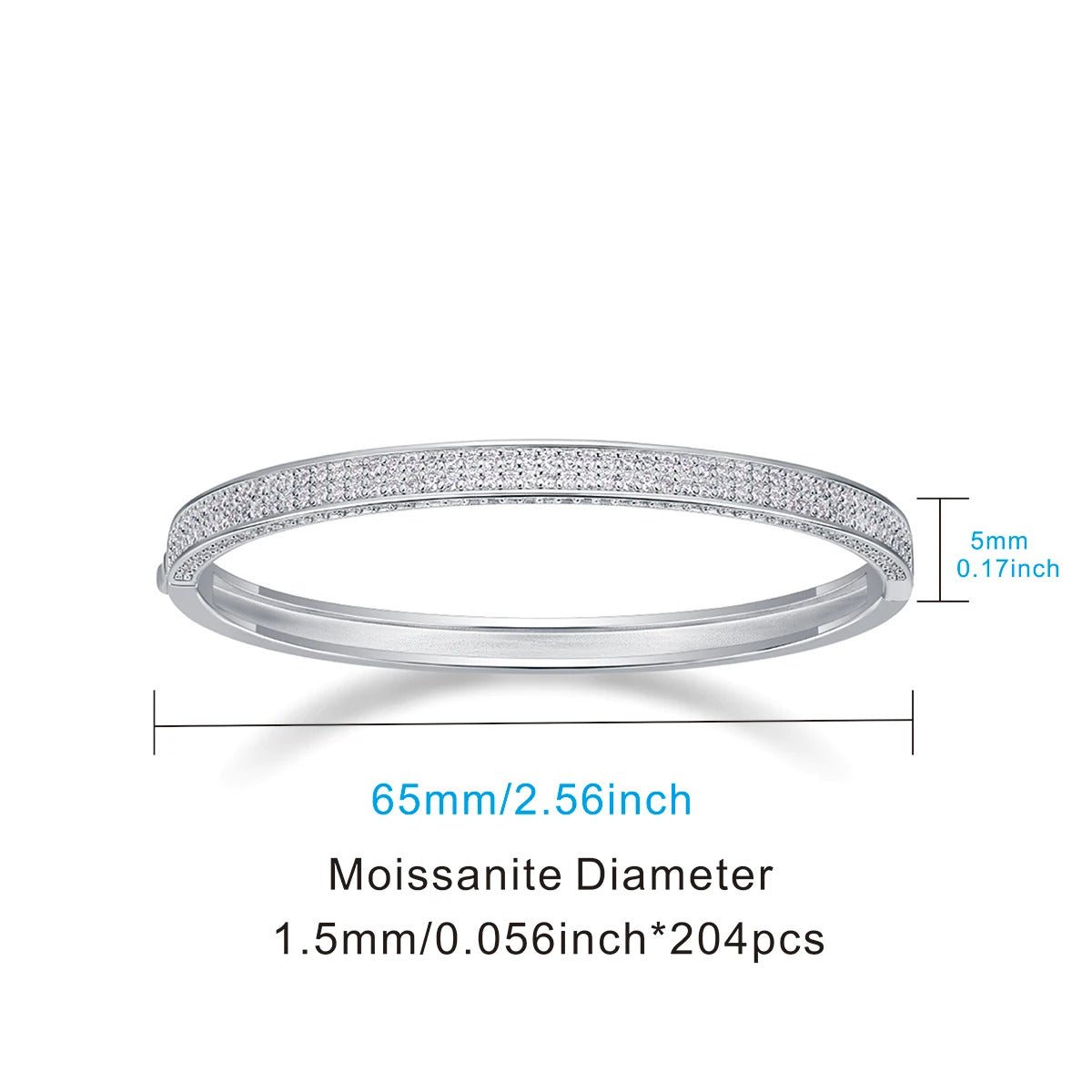 Charmsolo Full Moissanite Spring Buckle Bangle | S925 Silver | VVS1 D Color 204-Stone 8H8A Cut Geometric | B18899