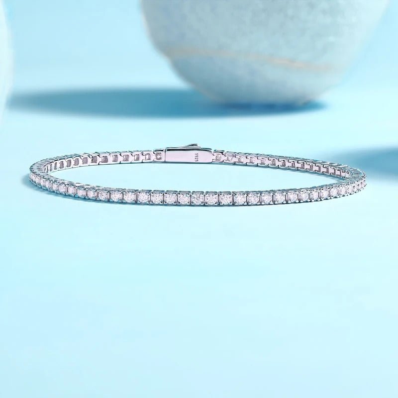 Charmsolo L12759 Moissanite Tennis Bracelet | 925 Sterling Silver 18K Gold Plated | VVS1 D Color