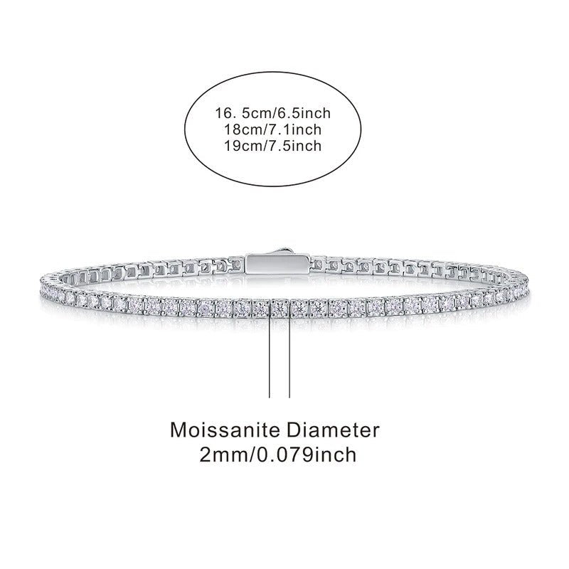 Charmsolo L12759 Moissanite Tennis Bracelet | 925 Sterling Silver 18K Gold Plated | VVS1 D Color
