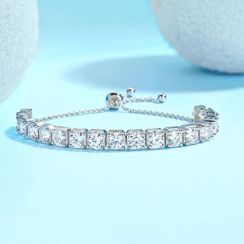 Moissanite Tassel Bracelet 925 Silver – Square Geometric D Color VVS1 | Charmsolo