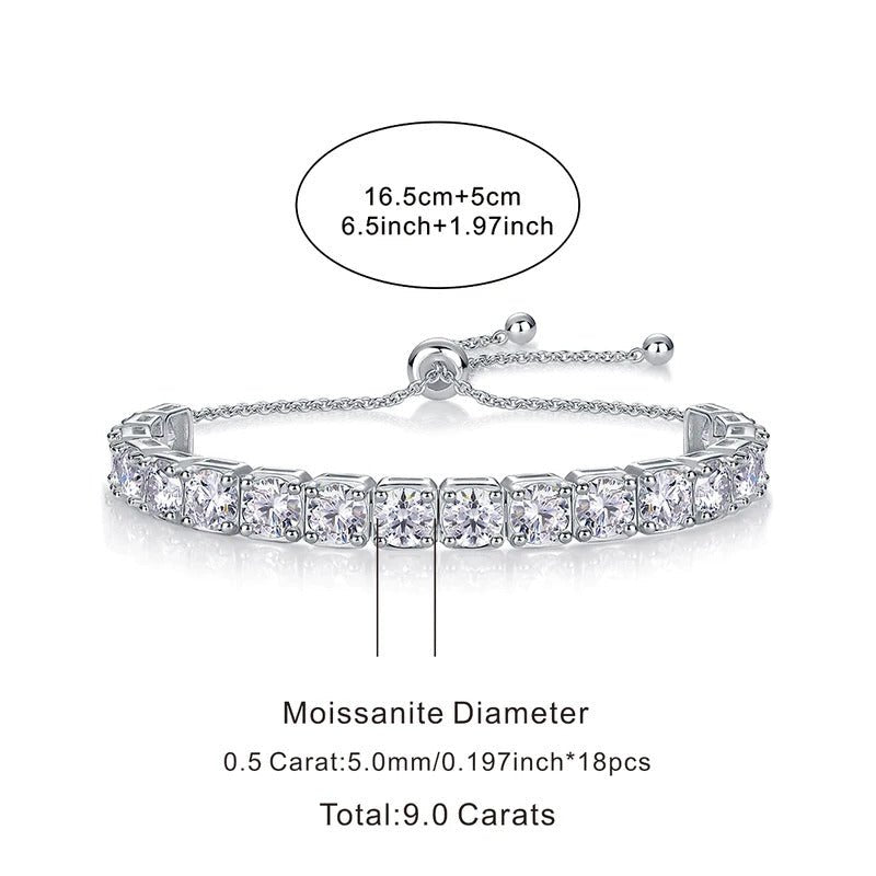 Moissanite Tassel Bracelet 925 Silver – Square Geometric D Color VVS1 | Charmsolo
