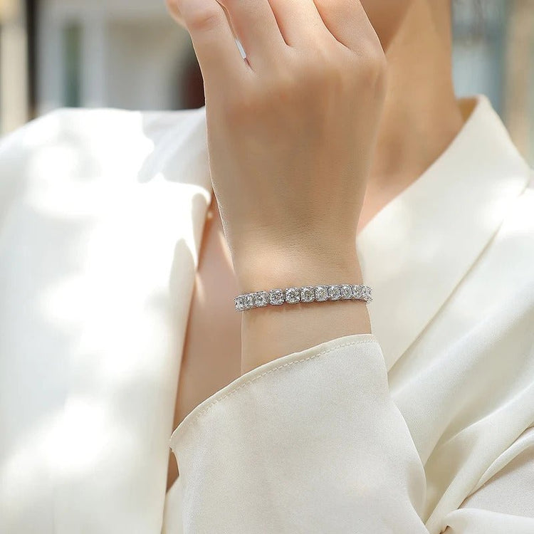 Moissanite Tassel Bracelet 925 Silver – Square Geometric D Color VVS1 | Charmsolo