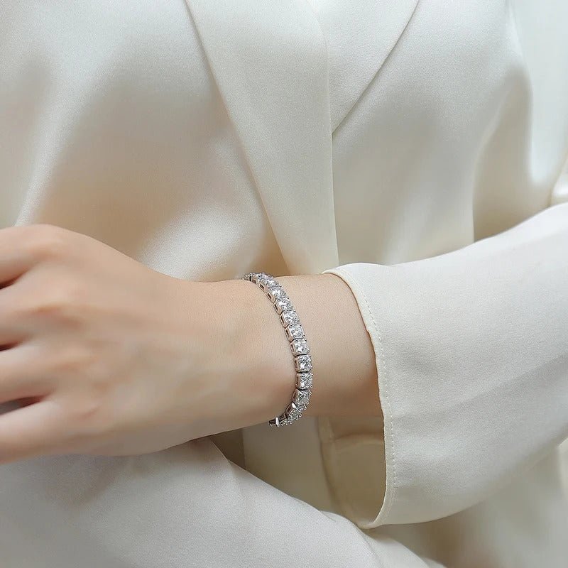 Moissanite Tassel Bracelet 925 Silver – Square Geometric D Color VVS1 | Charmsolo