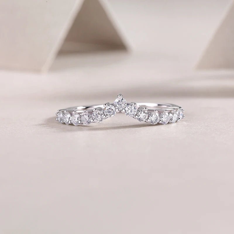 Charmsolo Moissanite Band Ring | S925 Silver 18K Gold Plated | VVS1 D Color 0.455ct | GRA Certified | Women