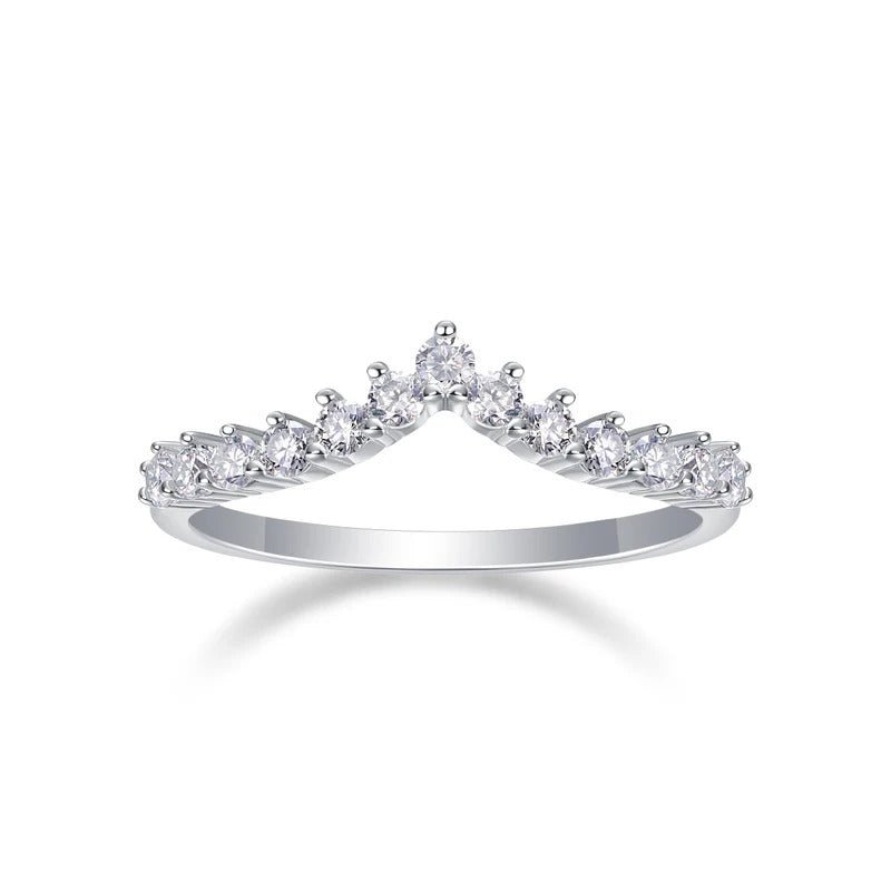 Charmsolo Moissanite Band Ring | S925 Silver 18K Gold Plated | VVS1 D Color 0.455ct | GRA Certified | Women