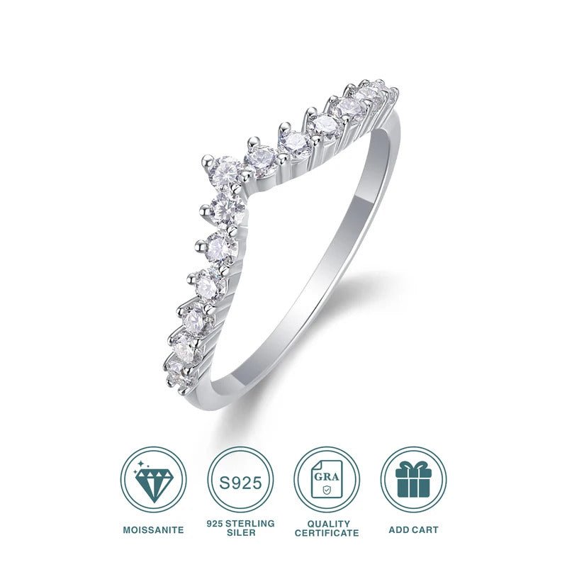 Charmsolo Moissanite Band Ring | S925 Silver 18K Gold Plated | VVS1 D Color 0.455ct | GRA Certified | Women
