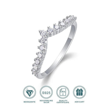 Charmsolo Moissanite Band Ring | S925 Silver 18K Gold Plated | VVS1 D Color 0.455ct | GRA Certified | Women