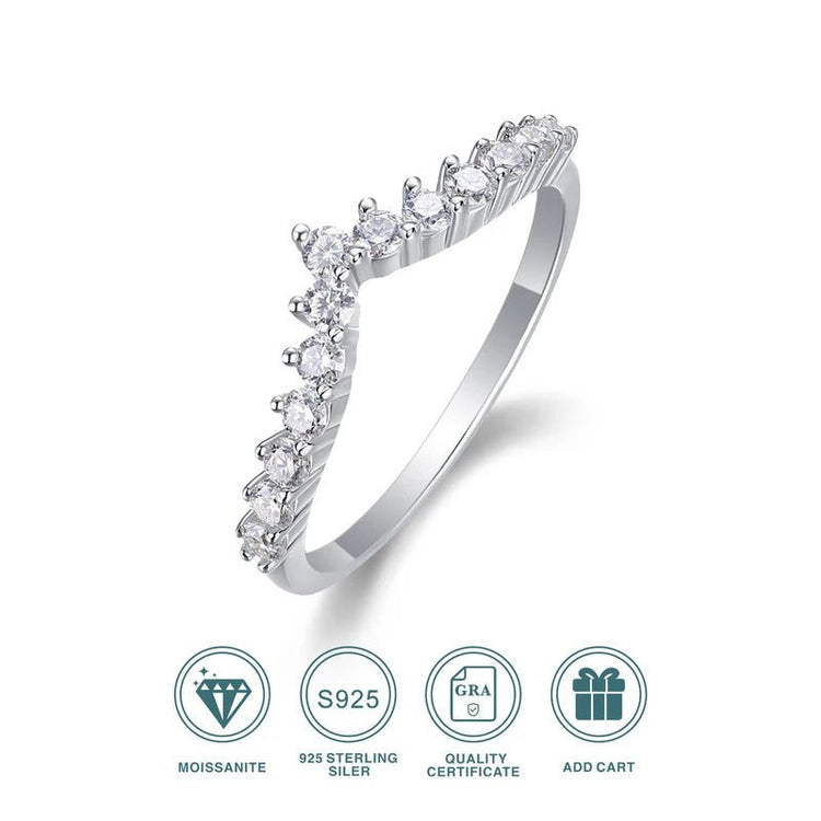 Charmsolo Moissanite Band Ring | S925 Silver 18K Gold Plated | VVS1 D Color 0.455ct | GRA Certified | Women
