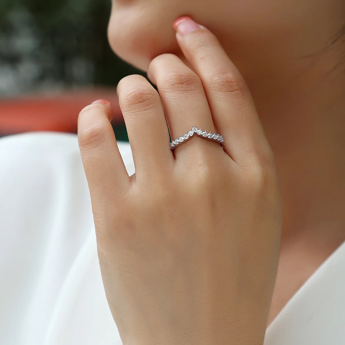 Charmsolo Moissanite Band Ring | S925 Silver 18K Gold Plated | VVS1 D Color 0.455ct | GRA Certified | Women