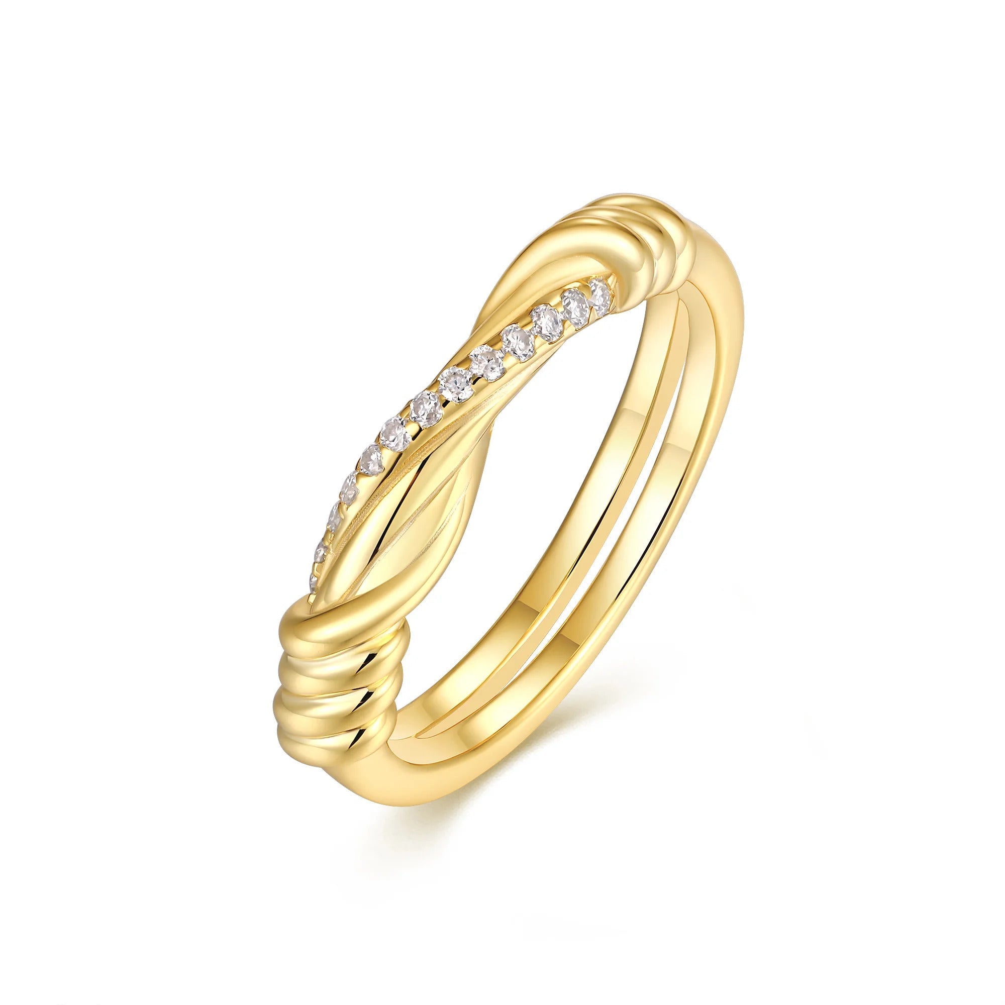 Charmsolo Moissanite Checkered Vine Band Ring | S925 Silver 18K White Gold Plated | VVS1 D Color GRA Certified | R15514