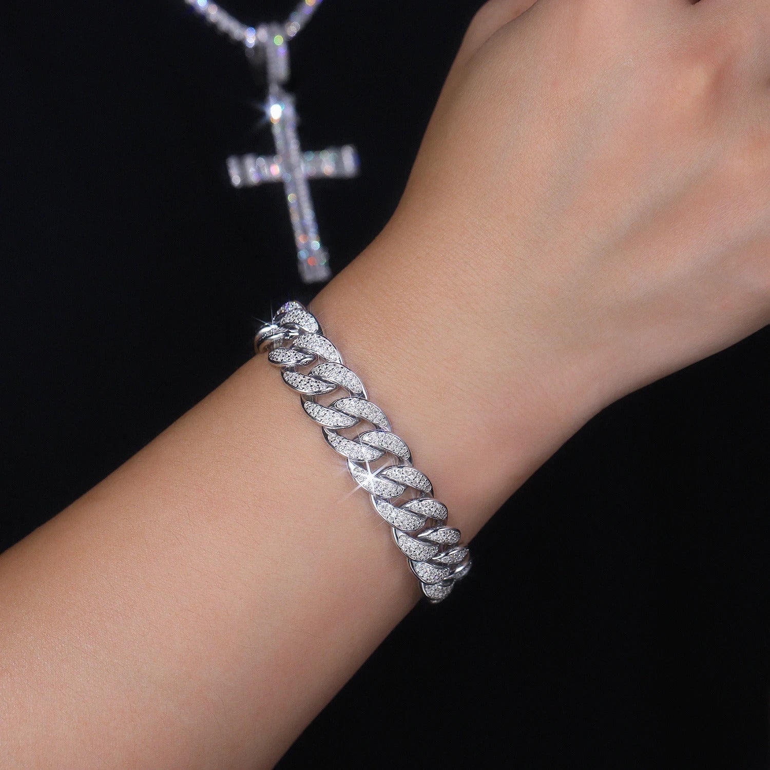 Charmsolo Moissanite Cuban Link Bracelet | S925 Silver 18K Gold Plated | VVS1 D Color | GRA Certified