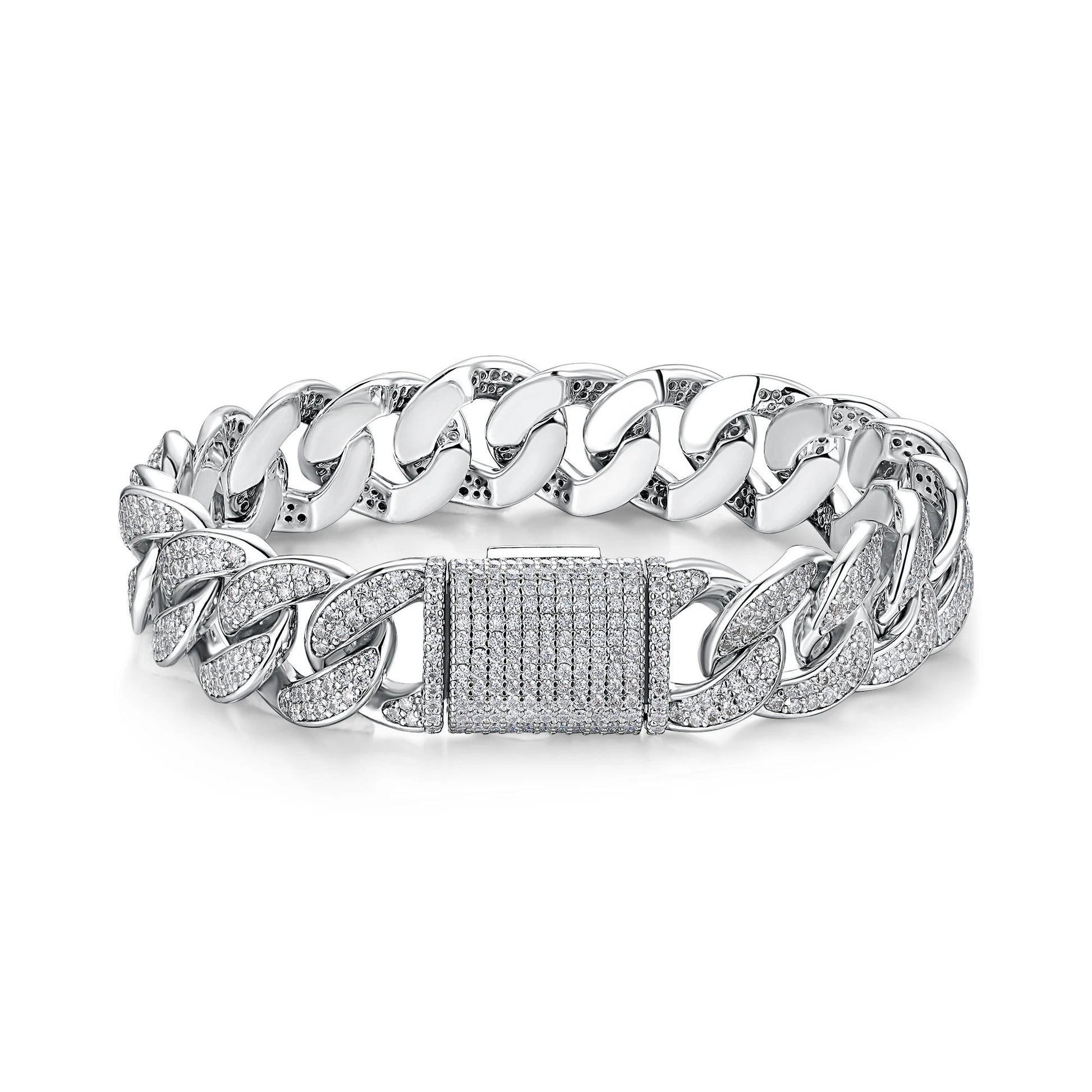 Charmsolo Moissanite Cuban Link Bracelet | S925 Silver 18K Gold Plated | VVS1 D Color | GRA Certified