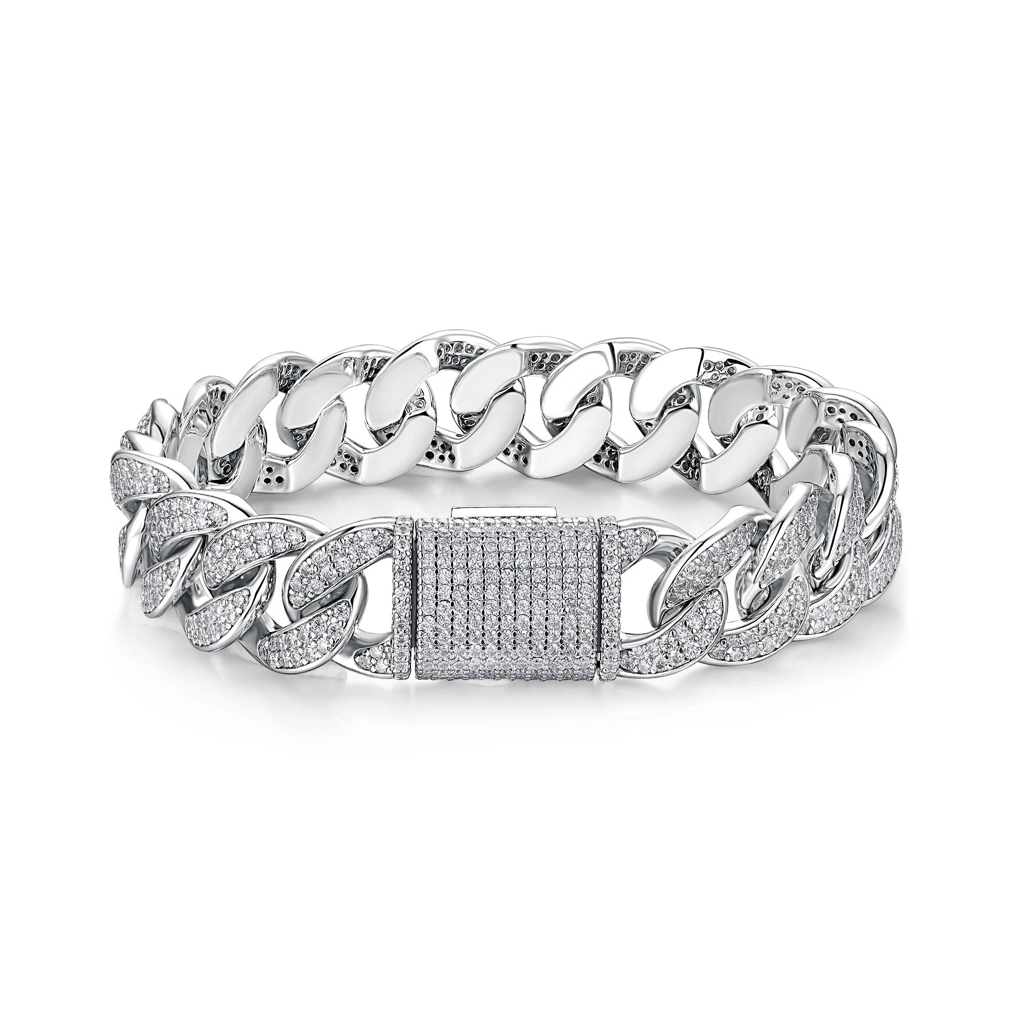 Charmsolo Moissanite Cuban Link Bracelet | S925 Silver 18K Gold Plated | VVS1 D Color | GRA Certified