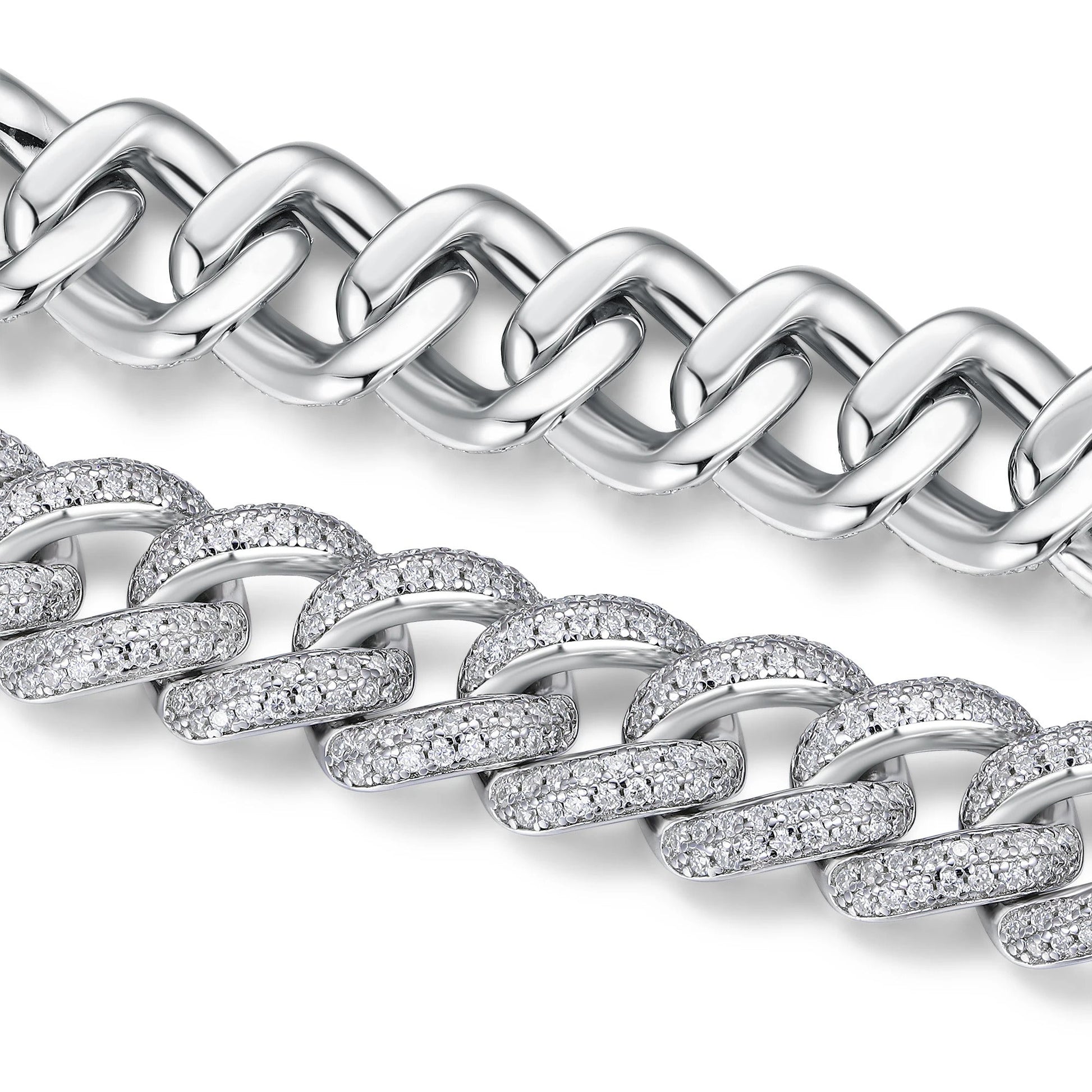Charmsolo Moissanite Cuban Link Bracelet | S925 Silver | VVS1 D Color | 8-Heart 8-Arrow Cut | GRA Certified