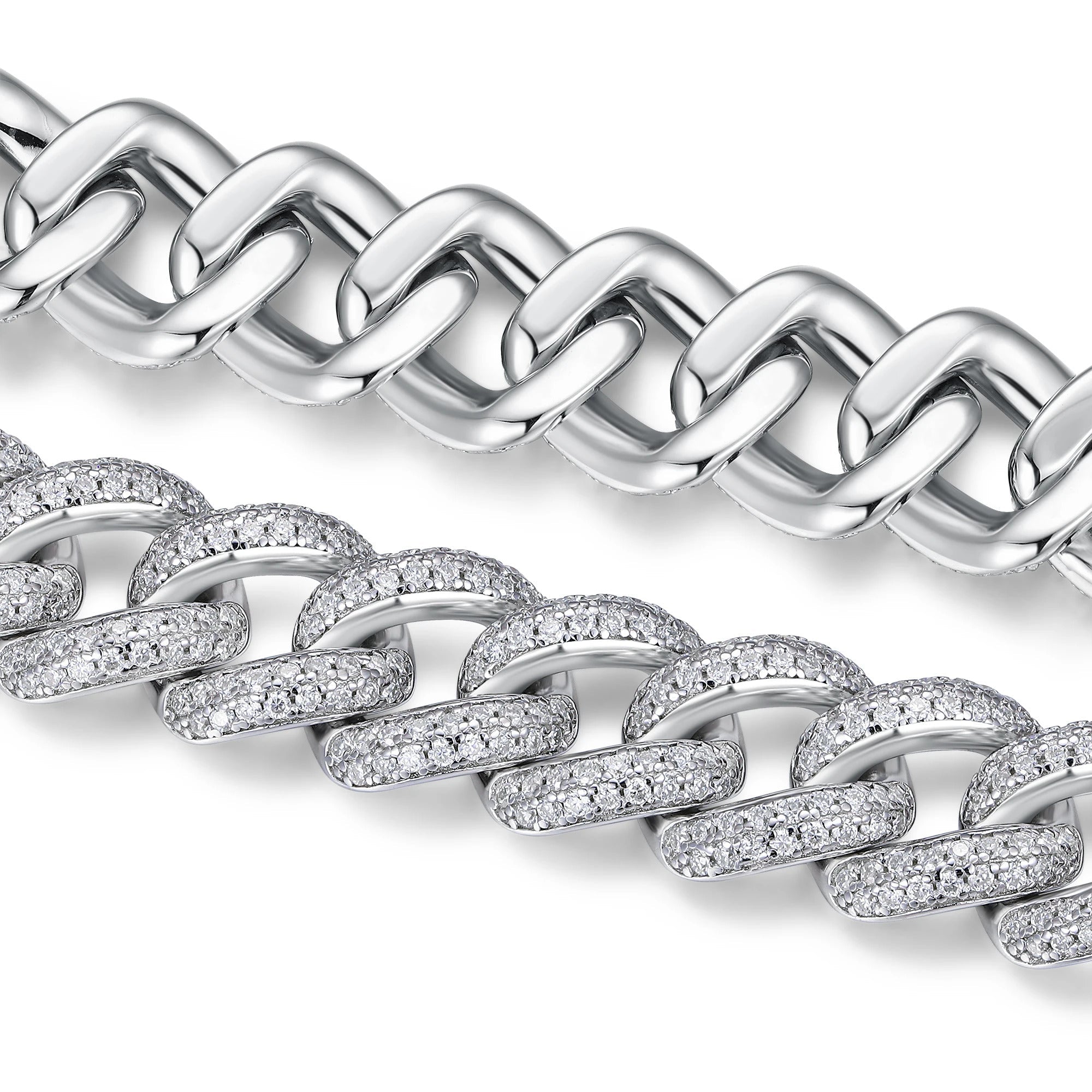 Charmsolo Moissanite Cuban Link Bracelet | S925 Silver | VVS1 D Color | 8-Heart 8-Arrow Cut | GRA Certified