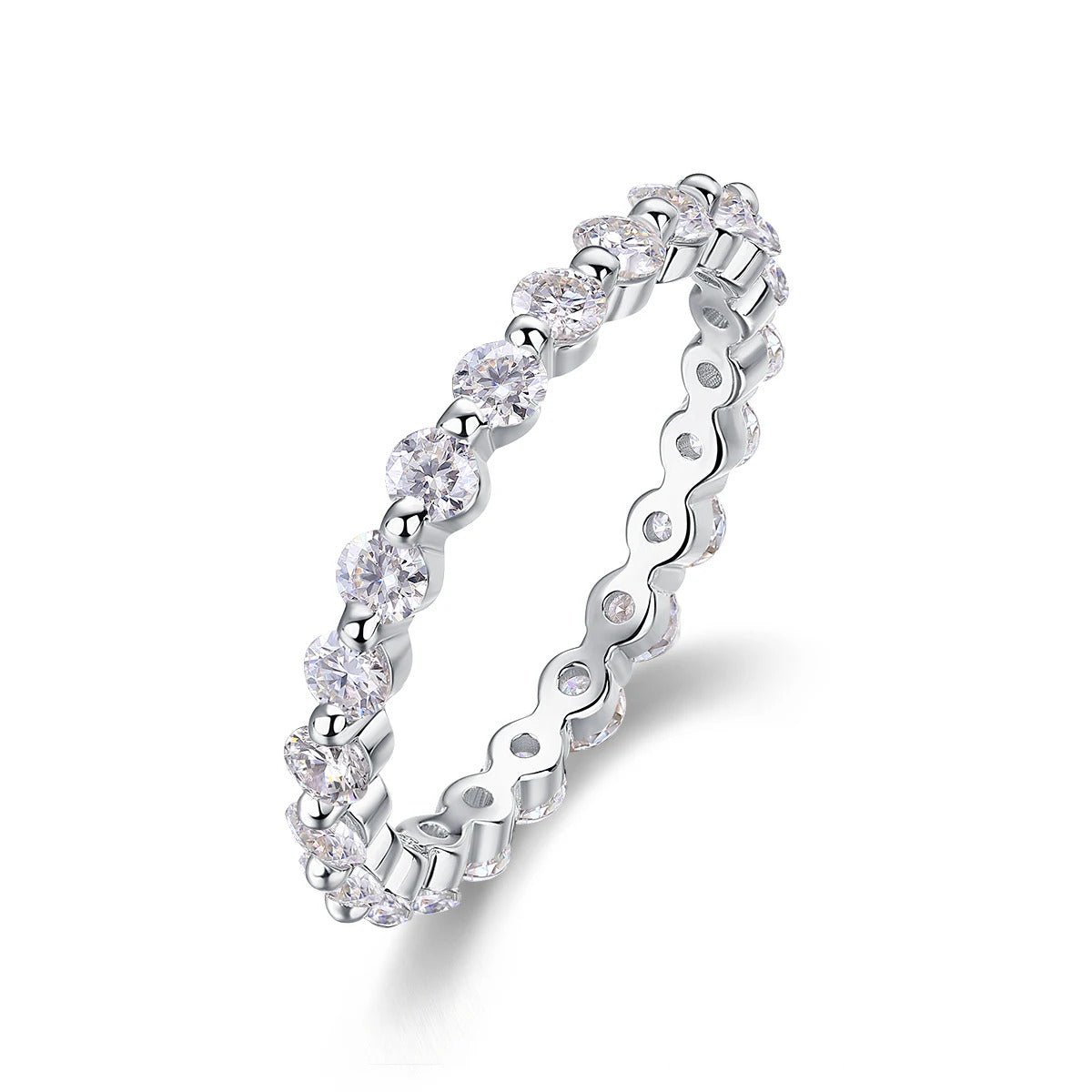 Charmsolo Moissanite Full Eternity Band Ring | S925 Silver | VVS1 D Color 2.6mm 8H8A Cut 21-Stone Geometric | R13141