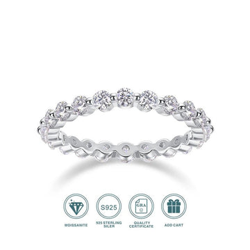 Charmsolo Moissanite Full Eternity Band Ring | S925 Silver | VVS1 D Color 2.6mm 8H8A Cut 21-Stone Geometric | R13141