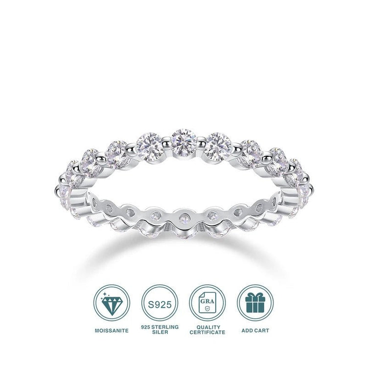 Charmsolo Moissanite Full Eternity Band Ring | S925 Silver | VVS1 D Color 2.6mm 8H8A Cut 21-Stone Geometric | R13141