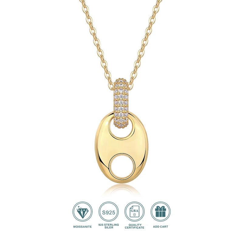Charmsolo Moissanite Geometric Pendant Necklace | S925 Silver 18K Gold Plated | VVS1 D Color 62-Stone Cross Chain | P15110