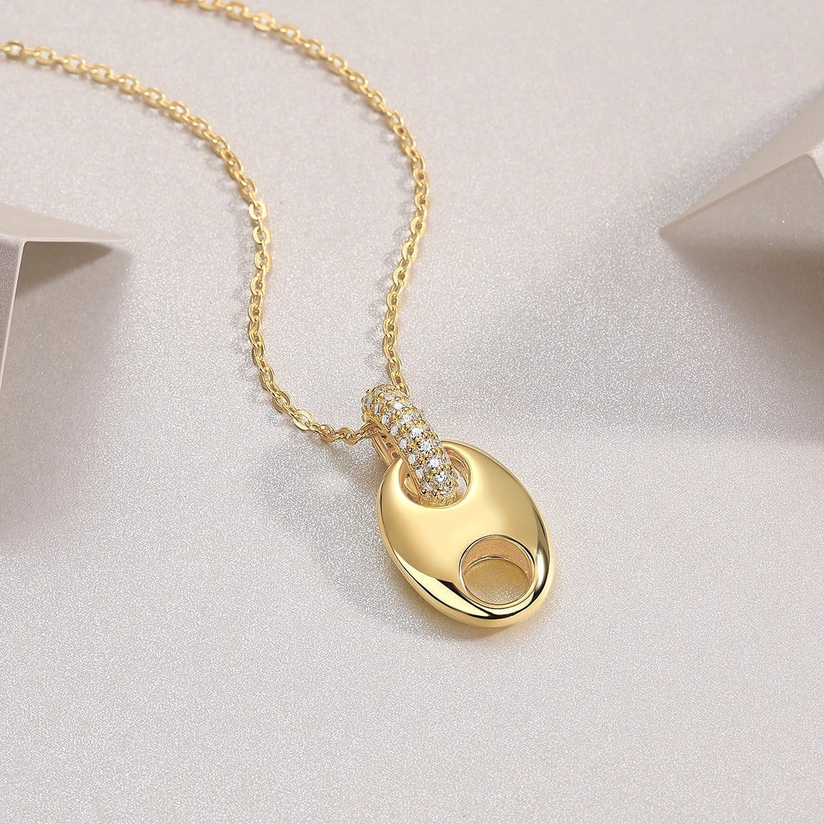 Charmsolo Moissanite Geometric Pendant Necklace | S925 Silver 18K Gold Plated | VVS1 D Color 62-Stone Cross Chain | P15110