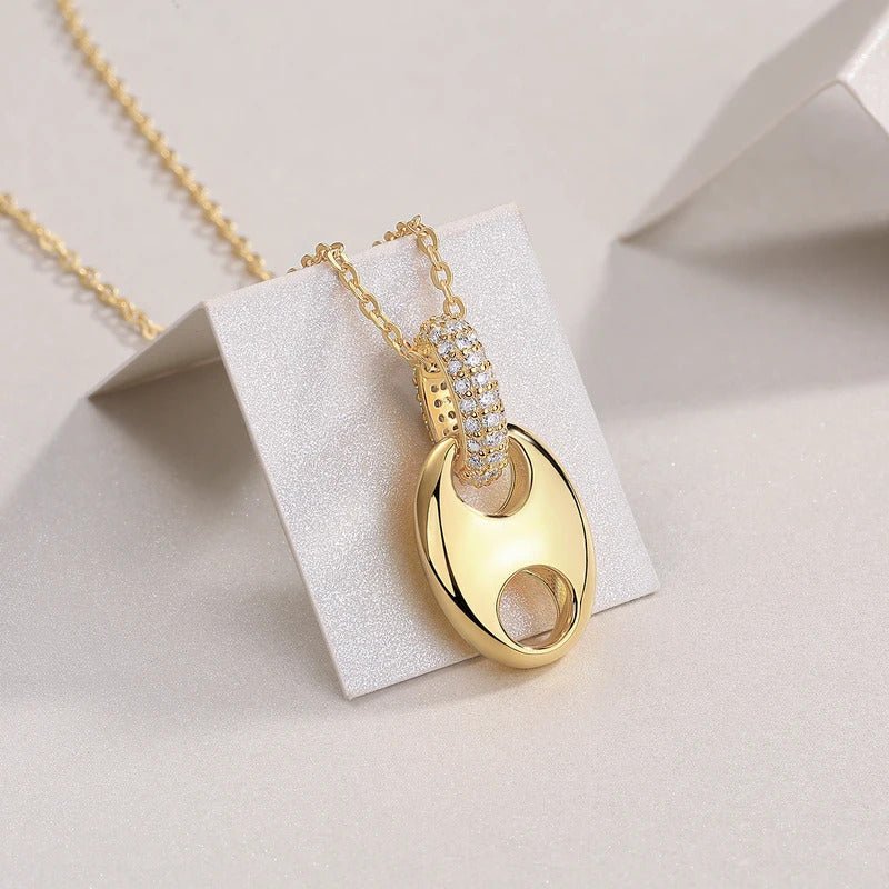 Charmsolo Moissanite Geometric Pendant Necklace | S925 Silver 18K Gold Plated | VVS1 D Color 62-Stone Cross Chain | P15110