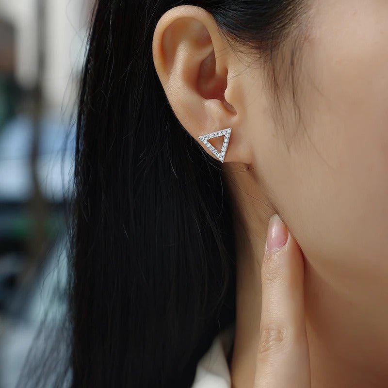 Charmsolo Moissanite Hexagonal Stud Earrings | S925 Silver 18K Gold Plated | VVS1 D Color | GRA Certified | Pair