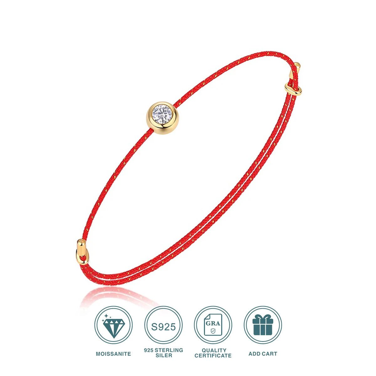 Charmsolo Moissanite Inlay Bracelet | 925 Sterling Silver | 6 Colors