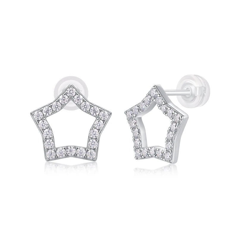 Charmsolo Moissanite Star Earrings | Ice Flower Tassel Design | S925 Silver 18K Gold Plated | VVS1 D Color | GRA Certified